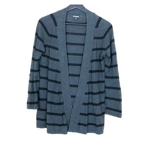 Dark gray and black striped express cardigan